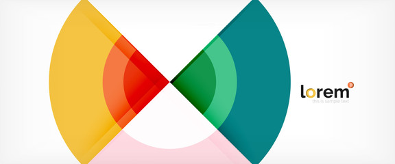 Fototapeta premium Modern geometric circles abstract background, colorful round shapes with shadow effects