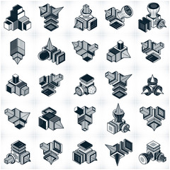 Fototapeta na wymiar Abstract construction isometric designs collection, vector set.