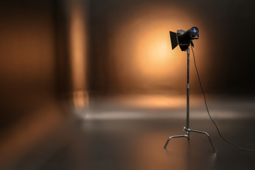 Professional lighting equipment on dark background