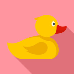 Yellow bath duck icon. Flat illustration of yellow bath duck vector icon for web design