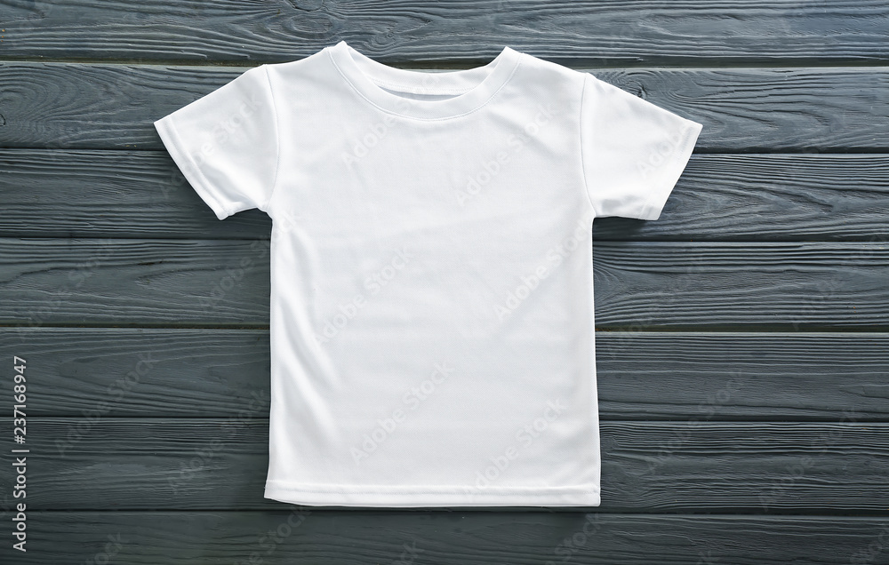 Canvas Prints blank white t-shirt on wooden background - Canvas Prints