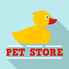 Pet store wash duck logo. Flat illustration of pet store wash duck vector logo for web design