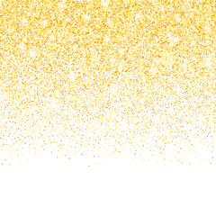 Vector gold glitter confetti dots rain. Golden sparkling glittering border isolated on white background. Party tinsels shimmer, holiday background design, festive frame - 237169555