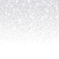Vector falling silver glitter confetti dots rain. Sparkling glittering border isolated on white background. Party tinsels shimmer, holiday background design, festive frame