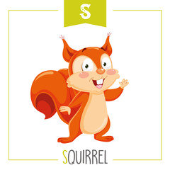 Vector Illustration Of Alphabet Letter S And Squirrel
