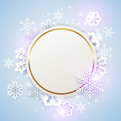 Christmas background with paper snowflakes.