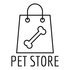 Pet store shop bag logo. Outline pet store shop bag vector logo for web design isolated on white background