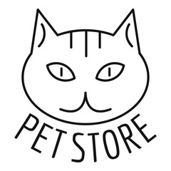 Cat pet store logo. Outline cat pet store vector logo for web design isolated on white background