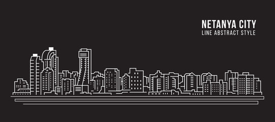 Cityscape Building Line art Vector Illustration design - Netanya city