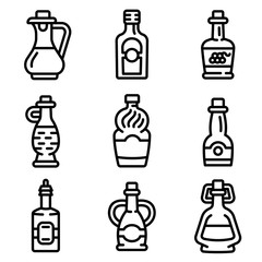 Vinegar icon set. Outline set of vinegar vector icons for web design isolated on white background