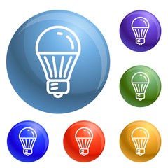 Save energy bulb icons set vector 6 color isolated on white background