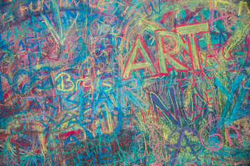 Chalk  wall graffiti closeup