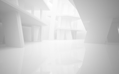 Abstract white interior highlights future. Architectural background. 3D illustration and rendering