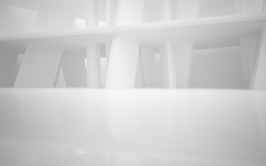 Abstract white interior highlights future. Architectural background. 3D illustration and rendering