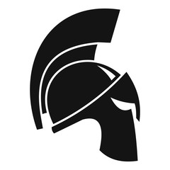 Gold sparta helmet icon. Simple illustration of gold sparta helmet vector icon for web design isolated on white background