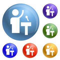 Speaker icons set vector 6 color isolated on white background