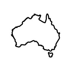 Vector isolated illustration simplified icon with black outline of continent Australia. White background