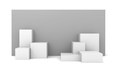 Simple Blank White Cubes Display.. 3D render