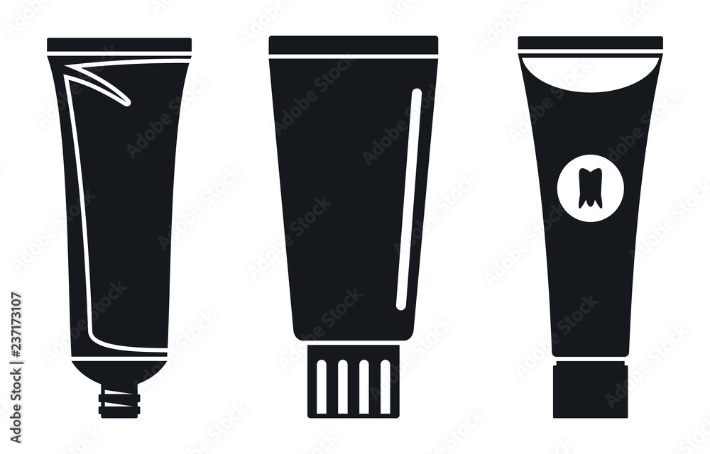 Wall mural toothpaste tube icon set. simple set of toothpaste tube vector icons for web design on white backgro