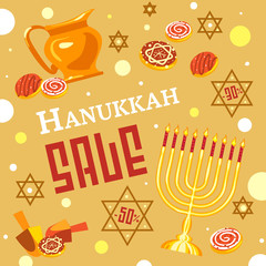 Hanukkah sale concept background. Cartoon illustration of hanukkah sale vector concept background for web design