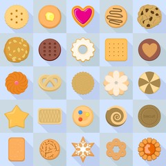 Biscuit icon set. Flat set of biscuit vector icons for web design