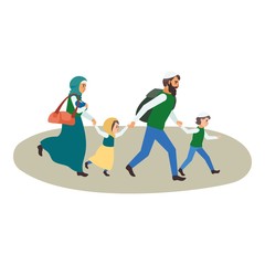 Refugee family icon. Flat illustration of refugee family vector icon for web design
