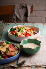 Caesar salad  in ceramic bowl .selective focus
