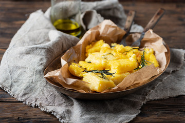 Typical Italian fried polenta