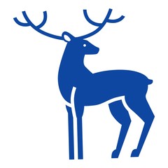 Blue xmas deer icon. Simple illustration of blue xmas deer vector icon for web design isolated on white background
