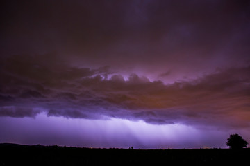 Storm and lightning in Balaguer, Lleida, Spain