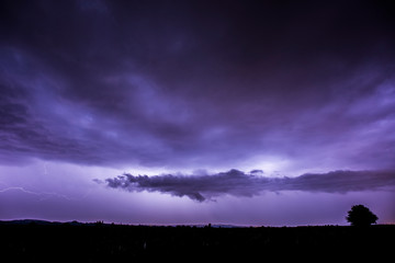 Fototapeta premium Storm and lightning in Balaguer, Lleida, Spain