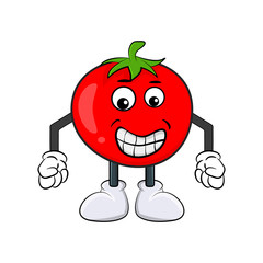 Funny tomato character cartoon design isolated on white background
