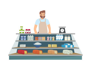 Farmer Selling Products Icon Vector Illustration