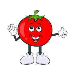 Funny tomato character cartoon design isolated on white background
