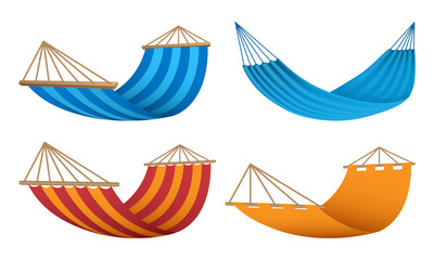 Hammock icon set. Realistic set of hammock vector icons for web design