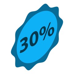 Sale 30 percent emblem icon. Isometric of sale 30 percent emblem vector icon for web design isolated on white background