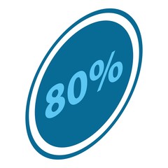 Minus 80 percent sale icon. Isometric of minus 80 percent sale vector icon for web design isolated on white background