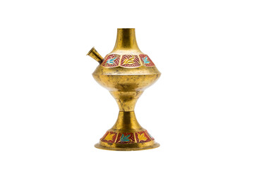 Gold antique lamp on white background