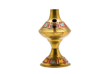 Gold antique lamp on white background