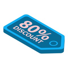 80 percent discount tag icon. Isometric of 80 percent discount tag vector icon for web design isolated on white background