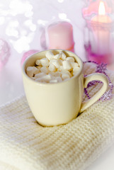 Fototapeta na wymiar New Year's drink with marshmallows