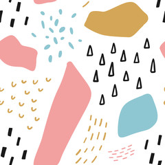 Geometric memphis abstract seamless pattern. Fashion fabric background illustration