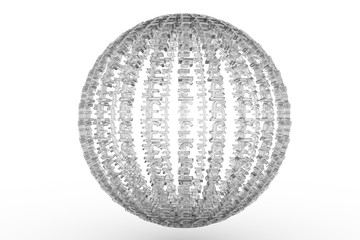 Currency character, illustrations of CGI typography transparency glass, b&w black & white sphere or planet.