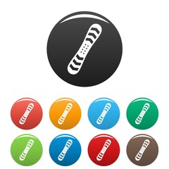 Snowboard icons set 9 color vector isolated on white for any design