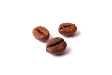 coffee beans isolated on white, aromatic coffee, coffee drinks