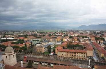 Pisa city. Panorama from Pisa Tower. Italy