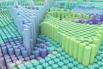 Obraz premium Decorative, illustrations shape composition, geometric structure block, for design texture background. Colorful 3D rendering.