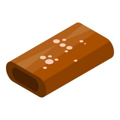 Chocolate candy bar icon. Isometric of chocolate candy bar vector icon for web design isolated on white background