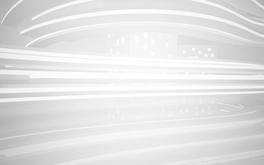 Abstract white interior highlights future. Architectural background. 3D illustration and rendering