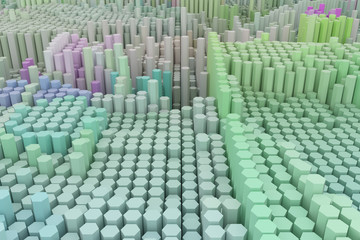 Fototapeta premium Shape composition, geometric structure, block for design texture, background. Colorful 3D rendering.